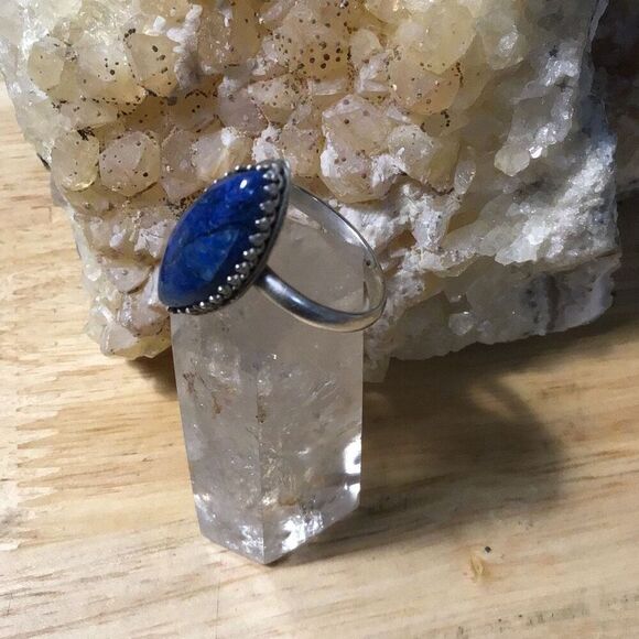 Ring, Blue Sodalite Stone and Sterling Silver Ring, size 8.5, NEW, Handmade - Picture 3 of 8
